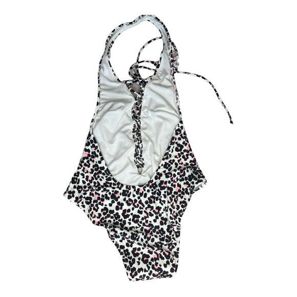 Mumu Mermaid leopard print lace up chest halter one piece swimsuit small NWOT - Picture 3 of 5
